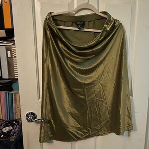 RACHEL Rachel Roy Olive Satin A-Line Skirt